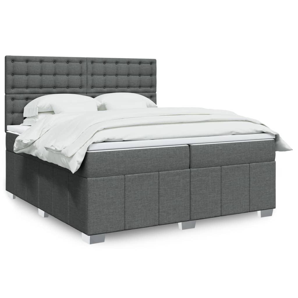 Boxspring met matras stof donkergrijs 200x200 cm is nu te koop bij PeponiXL, paradijselijk wonen!