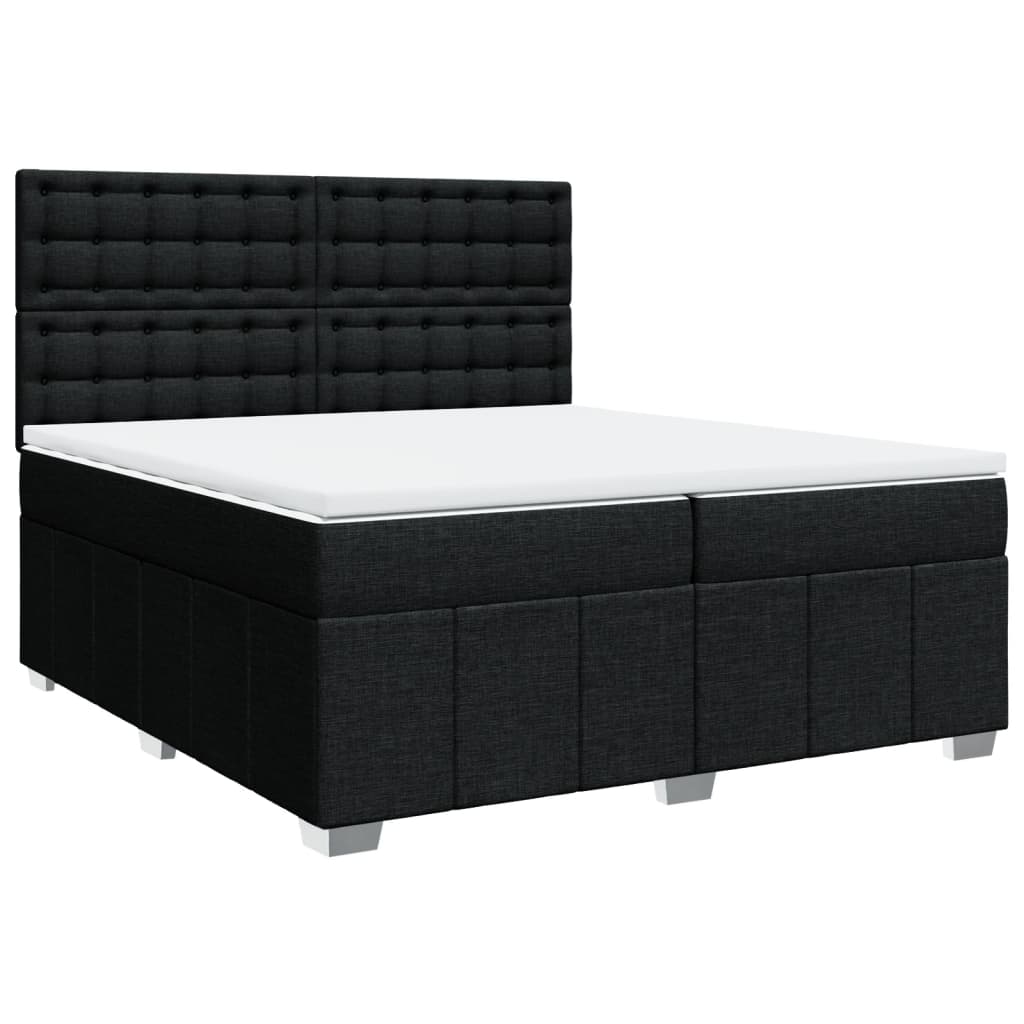 Boxspring met matras stof zwart 200x200 cm is nu te koop bij PeponiXL, paradijselijk wonen!