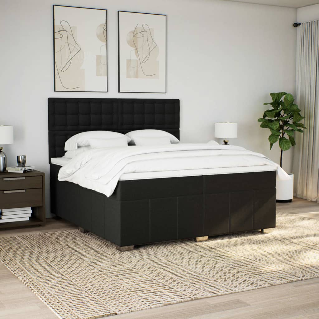 Boxspring met matras stof zwart 200x200 cm is nu te koop bij PeponiXL, paradijselijk wonen!