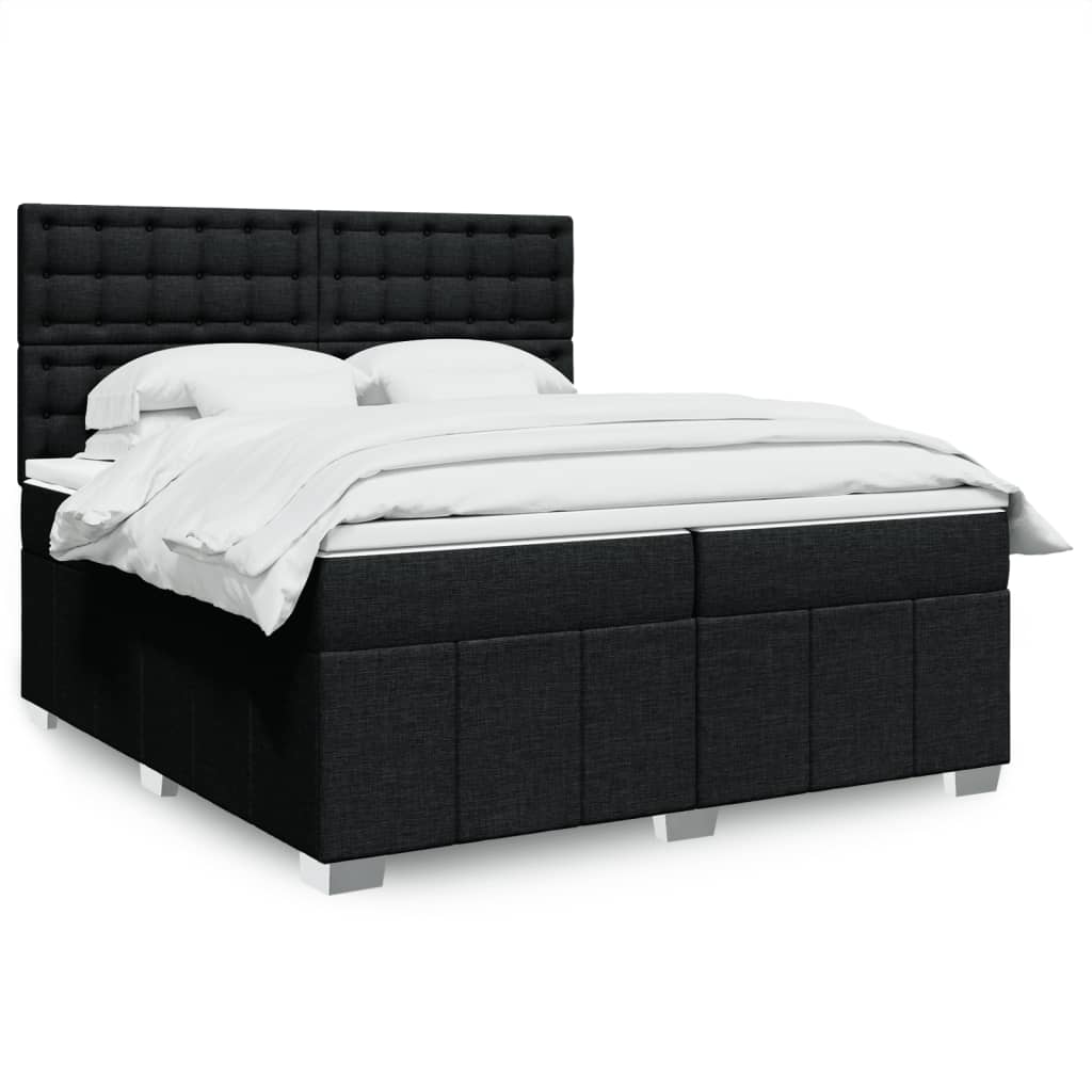 Boxspring met matras stof zwart 200x200 cm is nu te koop bij PeponiXL, paradijselijk wonen!