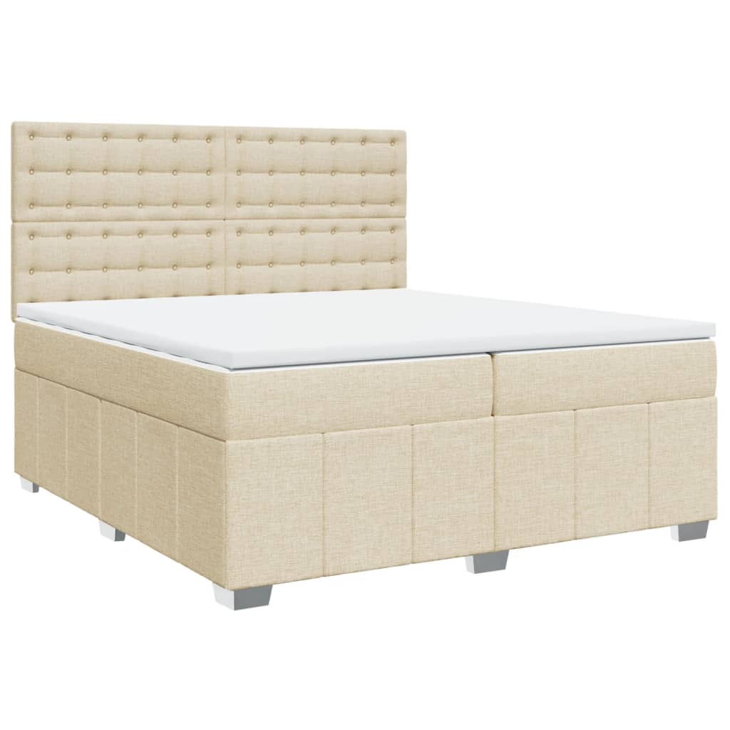 Boxspring met matras stof crèmekleurig 200x200 cm is nu te koop bij PeponiXL, paradijselijk wonen!