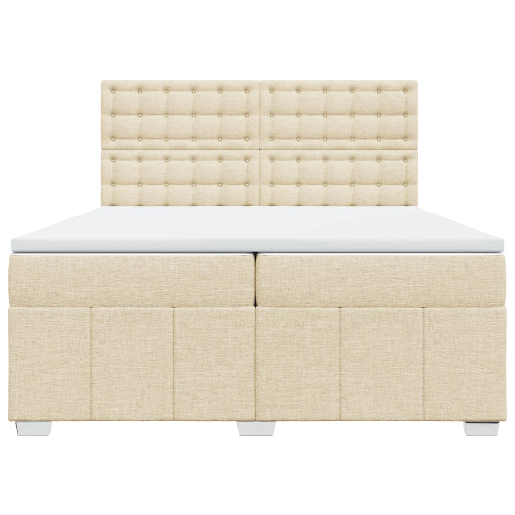 Boxspring met matras stof crèmekleurig 200x200 cm is nu te koop bij PeponiXL, paradijselijk wonen!