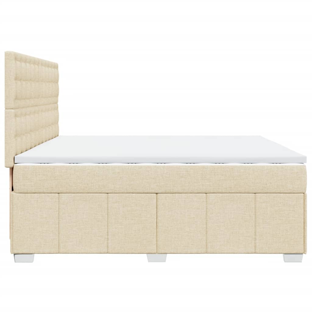 Boxspring met matras stof crèmekleurig 200x200 cm is nu te koop bij PeponiXL, paradijselijk wonen!