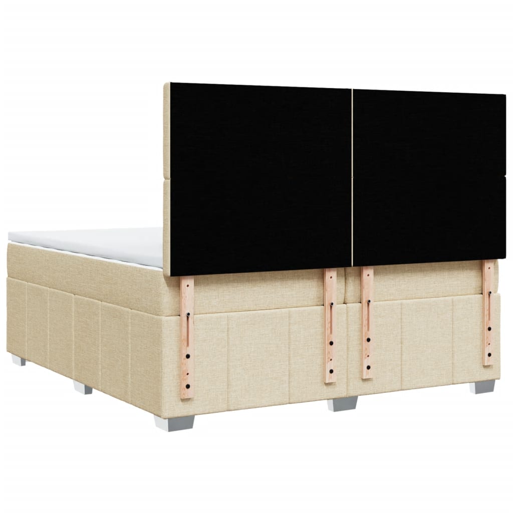Boxspring met matras stof crèmekleurig 200x200 cm is nu te koop bij PeponiXL, paradijselijk wonen!