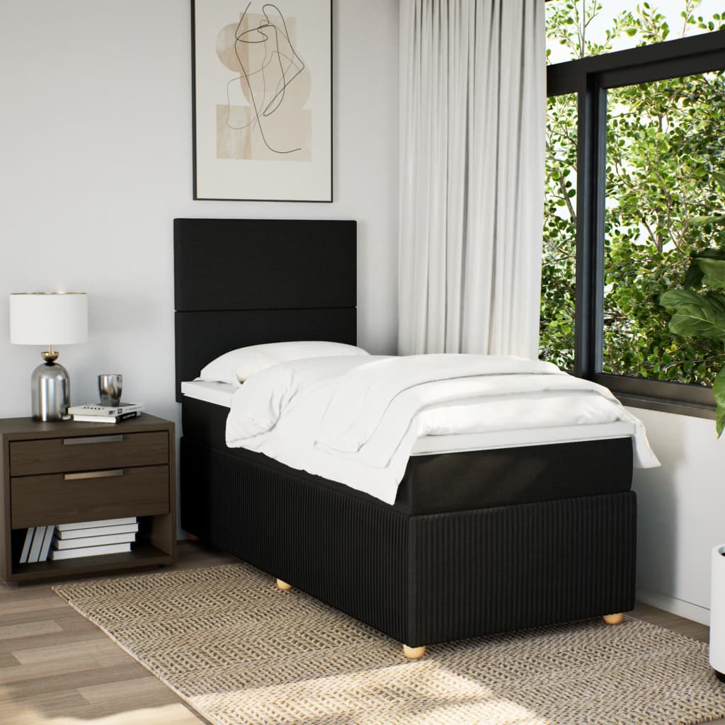 Boxspring met matras stof zwart 80x200 cm is nu te koop bij PeponiXL, paradijselijk wonen!