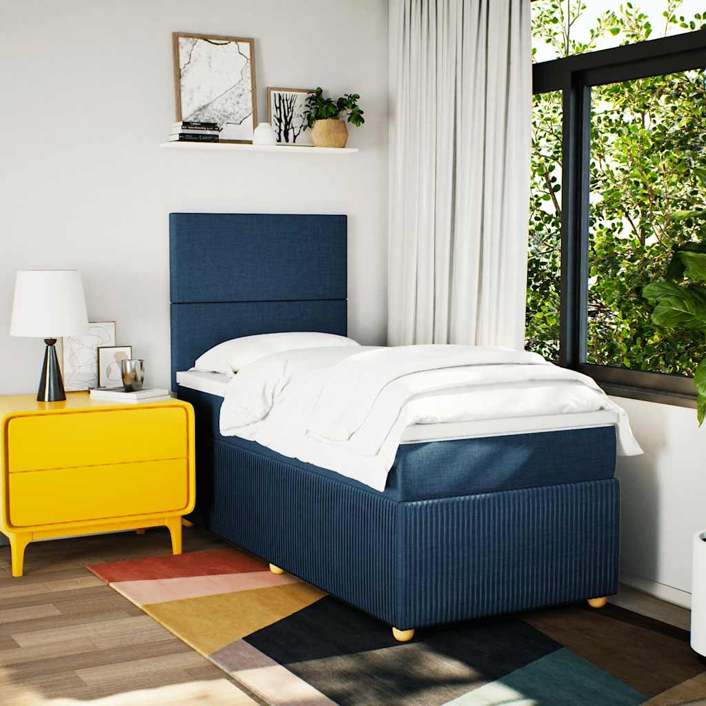 Boxspring met matras stof blauw 80x200 cm is nu te koop bij PeponiXL, paradijselijk wonen!
