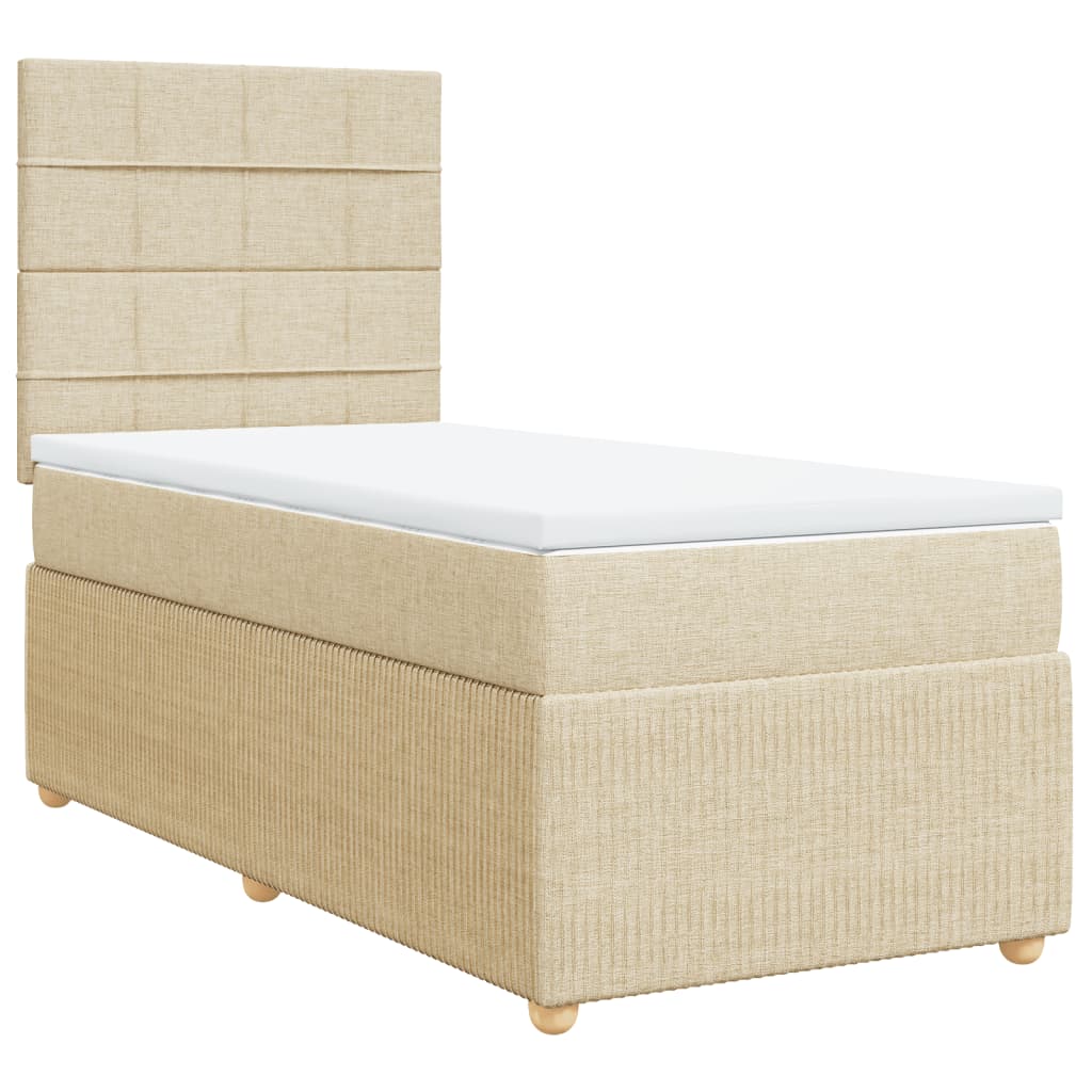 Boxspring met matras stof crèmekleurig 80x200 cm is nu te koop bij PeponiXL, paradijselijk wonen!