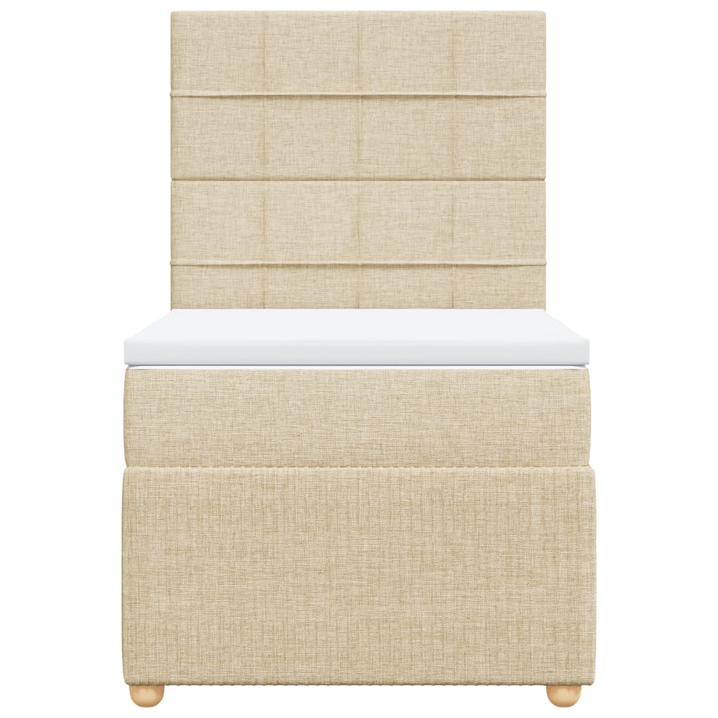 Boxspring met matras stof crèmekleurig 80x200 cm is nu te koop bij PeponiXL, paradijselijk wonen!