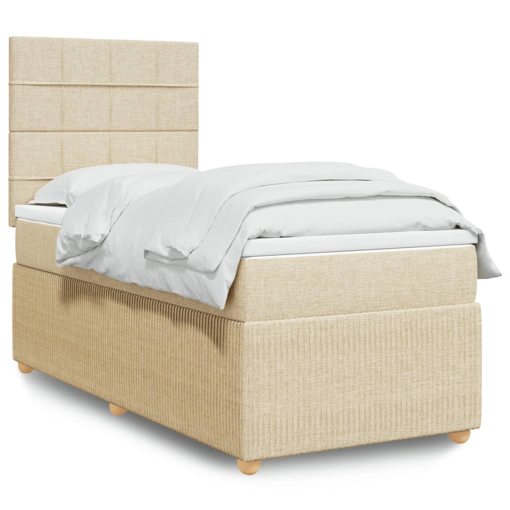 Boxspring met matras stof crèmekleurig 80x200 cm is nu te koop bij PeponiXL, paradijselijk wonen!