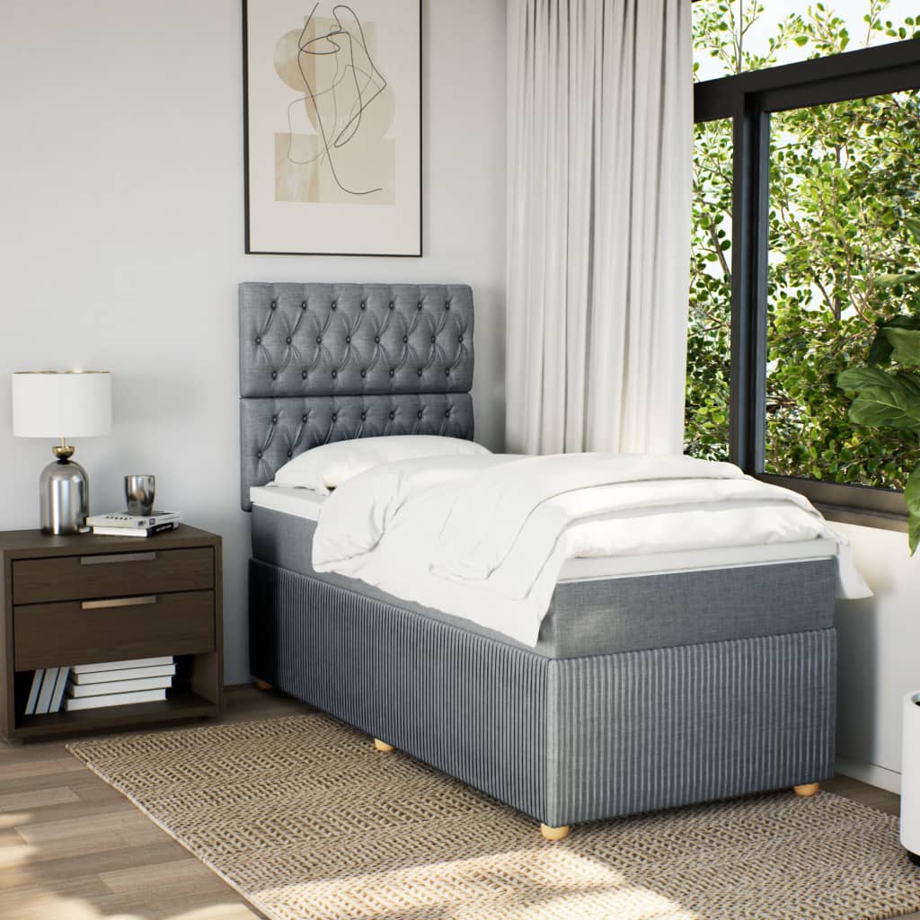 Boxspring met matras stof lichtgrijs 80x200 cm is nu te koop bij PeponiXL, paradijselijk wonen!
