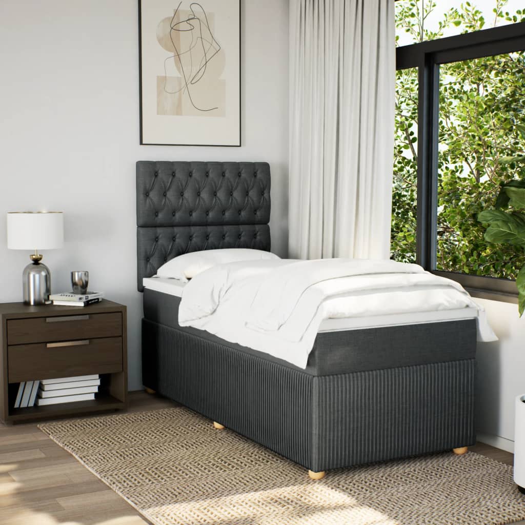 Boxspring met matras stof donkergrijs 80x200 cm is nu te koop bij PeponiXL, paradijselijk wonen!