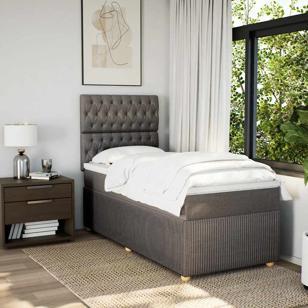 Boxspring met matras stof taupe 80x200 cm is nu te koop bij PeponiXL, paradijselijk wonen!