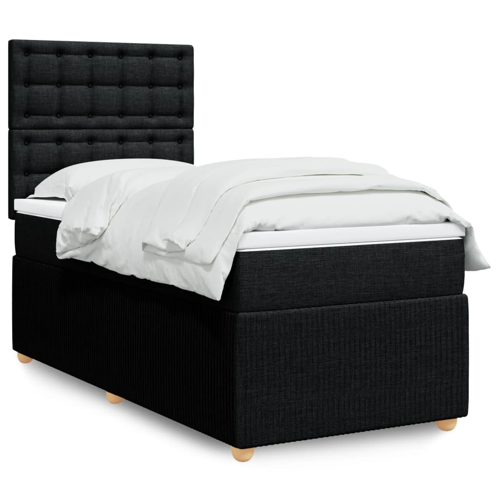 Boxspring met matras stof zwart 80x200 cm is nu te koop bij PeponiXL, paradijselijk wonen!