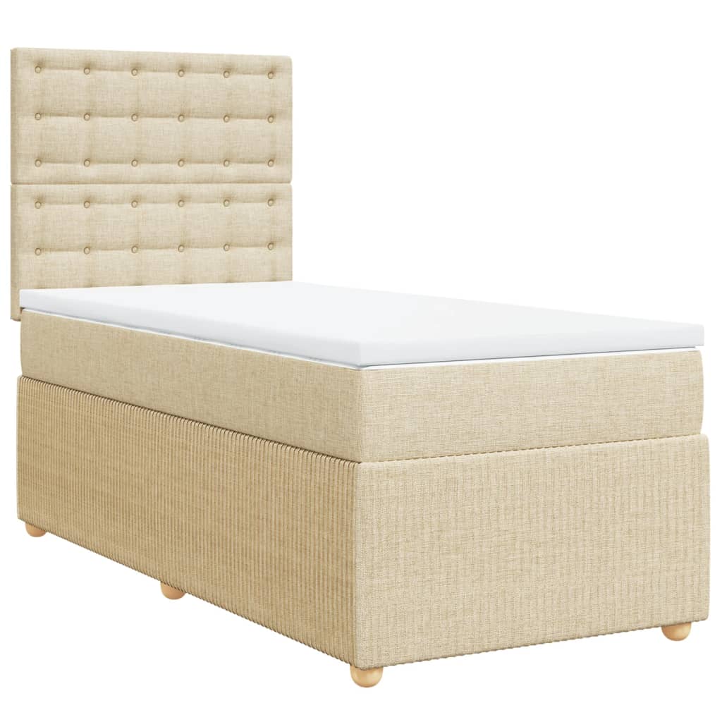 Boxspring met matras stof crèmekleurig 80x200 cm is nu te koop bij PeponiXL, paradijselijk wonen!