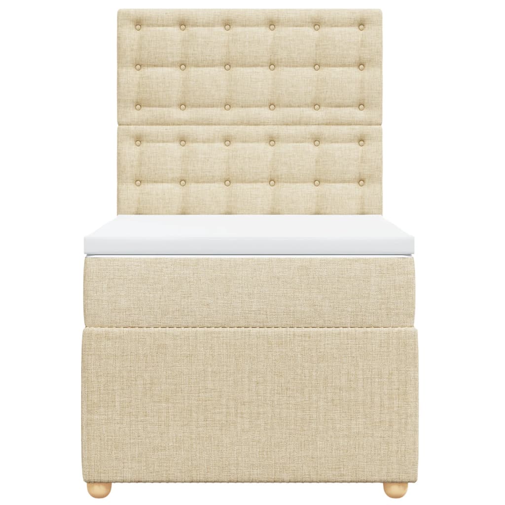Boxspring met matras stof crèmekleurig 80x200 cm is nu te koop bij PeponiXL, paradijselijk wonen!