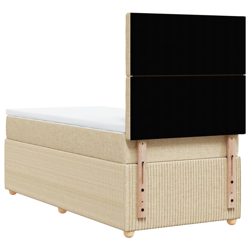 Boxspring met matras stof crèmekleurig 80x200 cm is nu te koop bij PeponiXL, paradijselijk wonen!