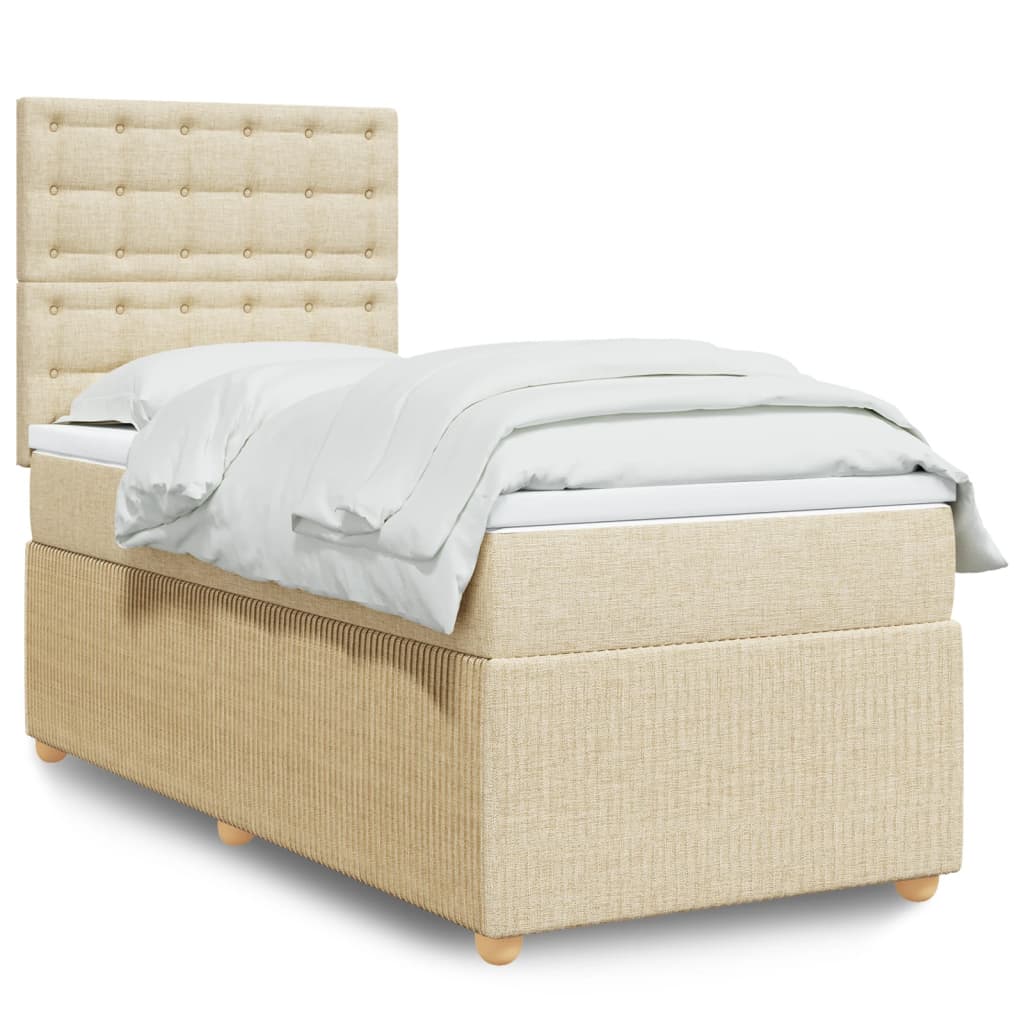 Boxspring met matras stof crèmekleurig 80x200 cm is nu te koop bij PeponiXL, paradijselijk wonen!