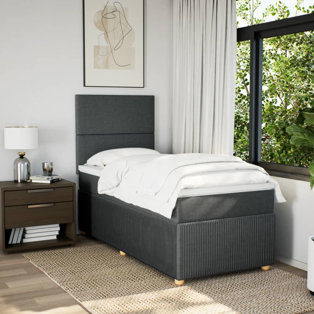 Boxspring met matras stof donkergrijs 90x190 cm is nu te koop bij PeponiXL, paradijselijk wonen!