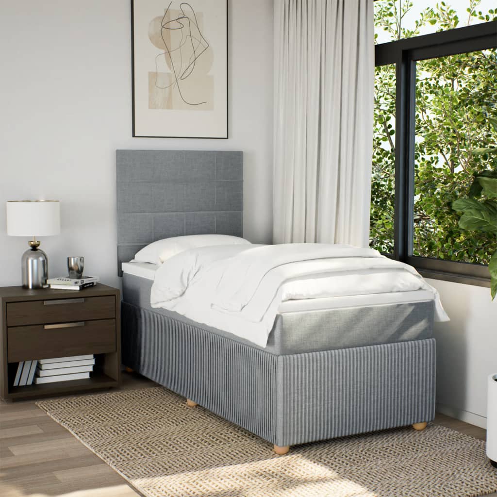 Boxspring met matras stof lichtgrijs 90x190 cm is nu te koop bij PeponiXL, paradijselijk wonen!