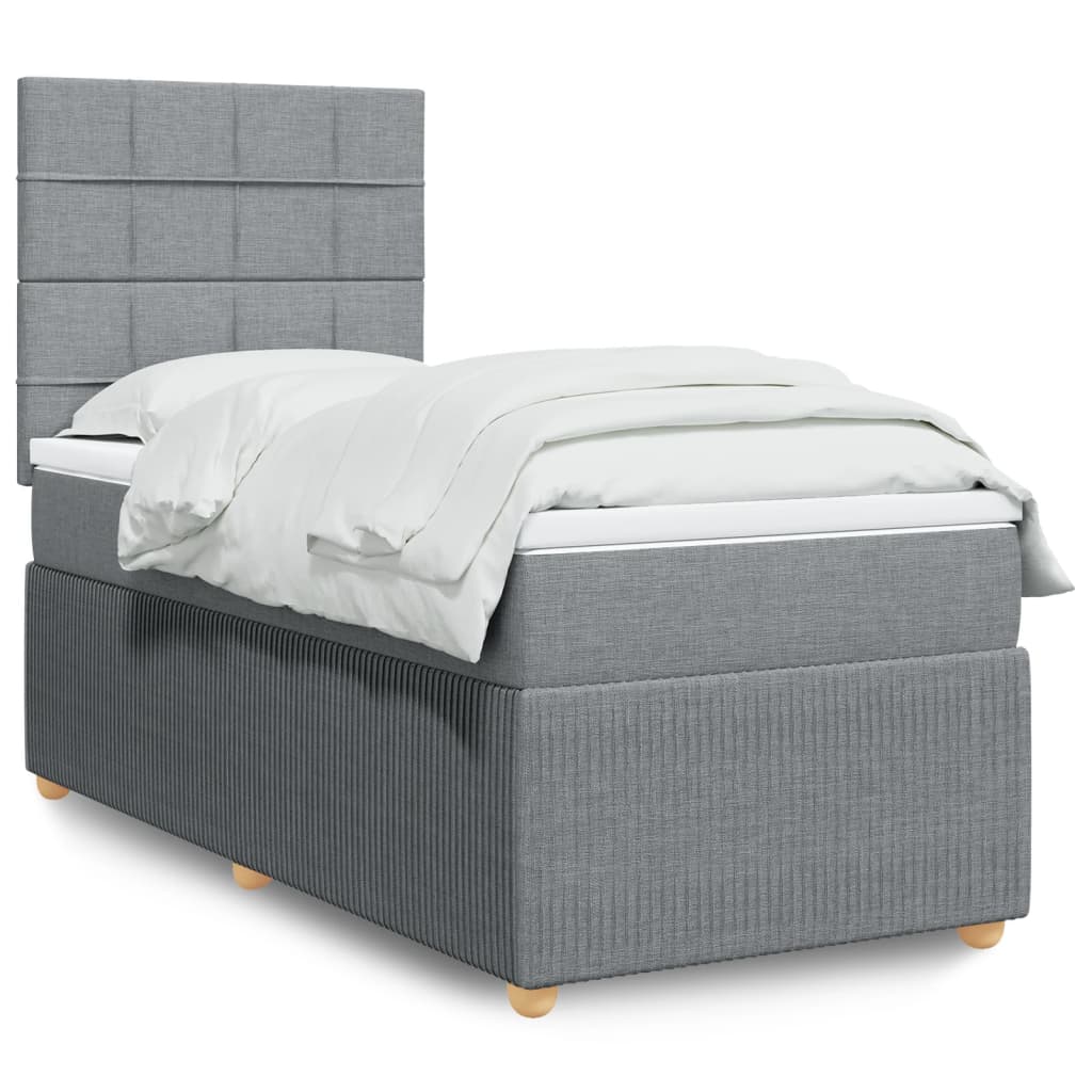 Boxspring met matras stof lichtgrijs 90x190 cm is nu te koop bij PeponiXL, paradijselijk wonen!