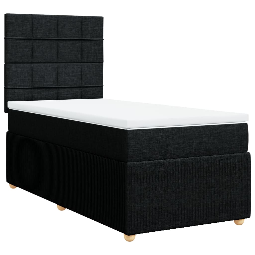 Boxspring met matras stof zwart 90x190 cm is nu te koop bij PeponiXL, paradijselijk wonen!