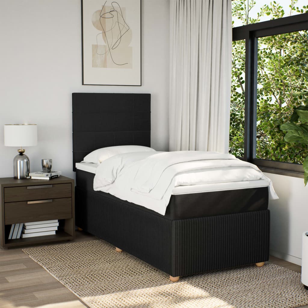 Boxspring met matras stof zwart 90x190 cm is nu te koop bij PeponiXL, paradijselijk wonen!