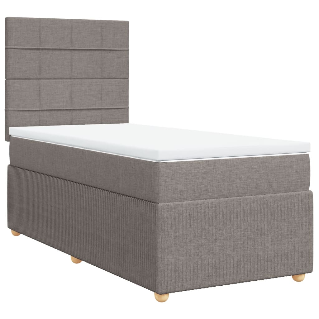 Boxspring met matras stof taupe 90x190 cm is nu te koop bij PeponiXL, paradijselijk wonen!