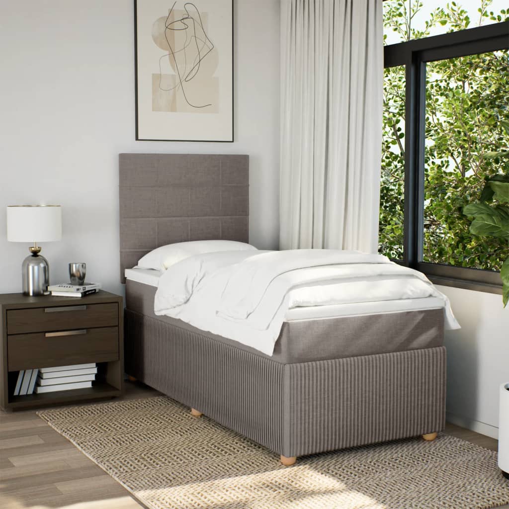 Boxspring met matras stof taupe 90x190 cm is nu te koop bij PeponiXL, paradijselijk wonen!