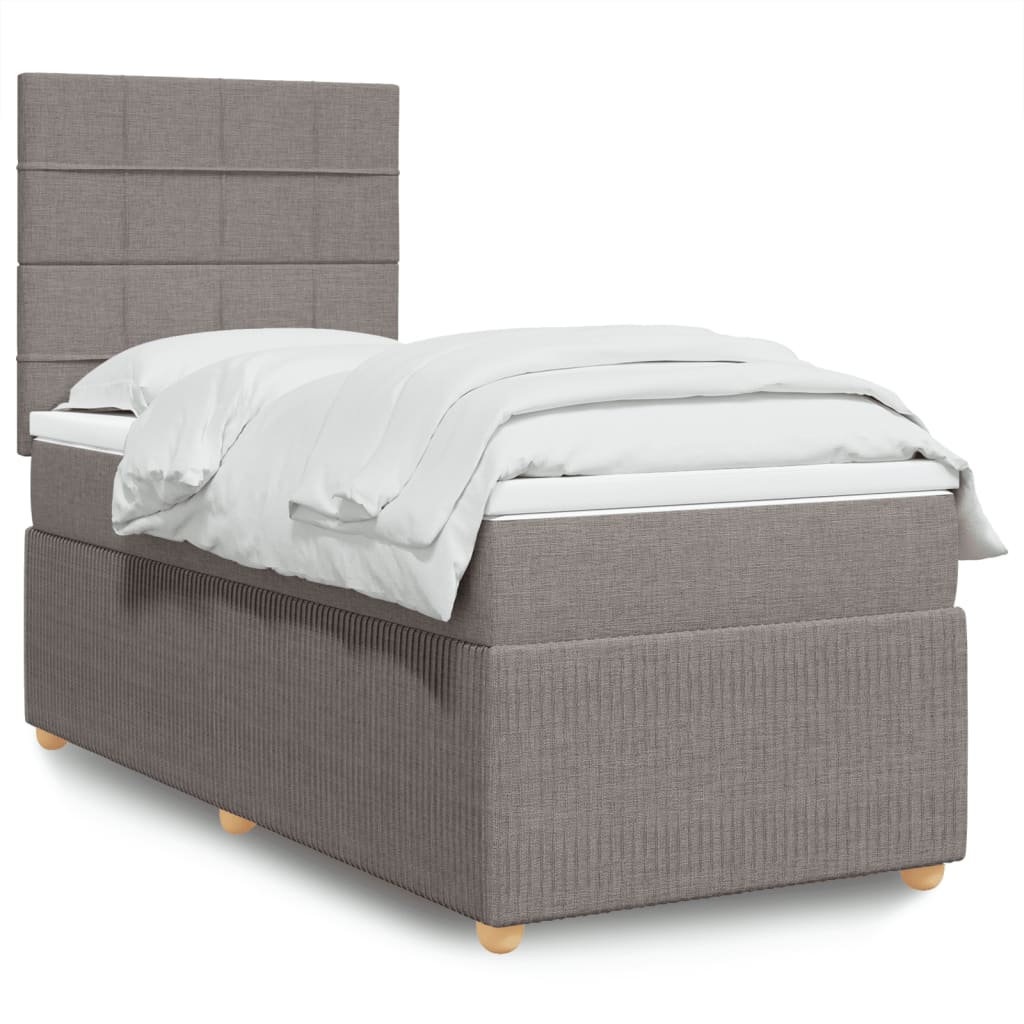 Boxspring met matras stof taupe 90x190 cm is nu te koop bij PeponiXL, paradijselijk wonen!