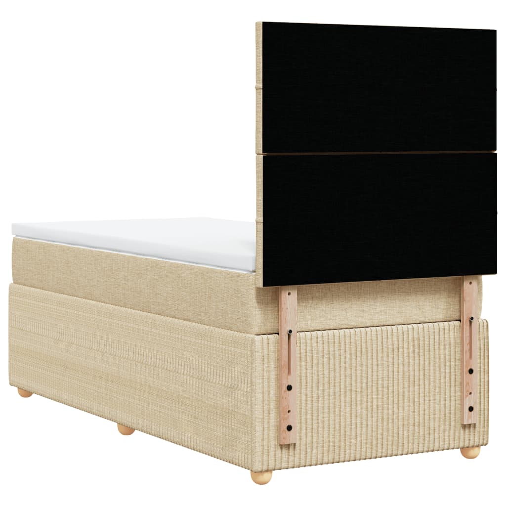 Boxspring met matras stof crèmekleurig 90x190 cm is nu te koop bij PeponiXL, paradijselijk wonen!