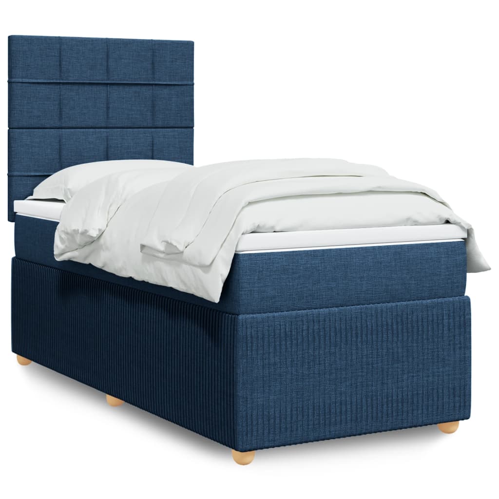 Boxspring met matras stof blauw 90x190 cm is nu te koop bij PeponiXL, paradijselijk wonen!