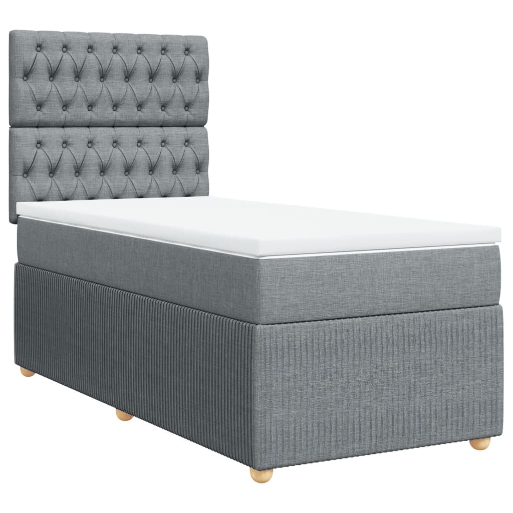 Boxspring met matras stof lichtgrijs 90x190 cm is nu te koop bij PeponiXL, paradijselijk wonen!