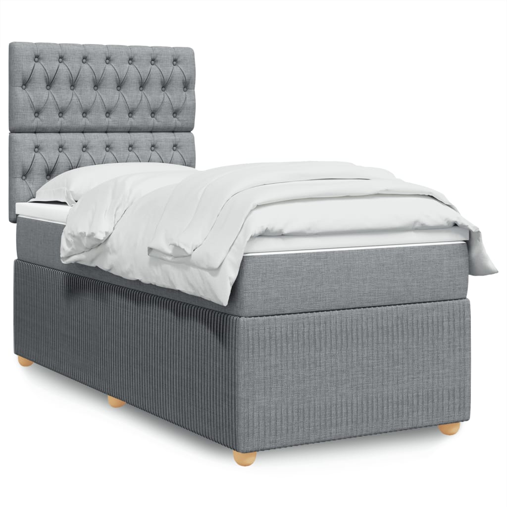 Boxspring met matras stof lichtgrijs 90x190 cm is nu te koop bij PeponiXL, paradijselijk wonen!