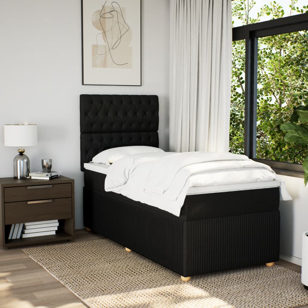 Boxspring met matras stof zwart 90x190 cm is nu te koop bij PeponiXL, paradijselijk wonen!