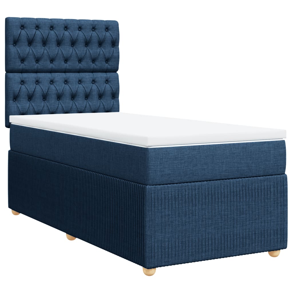 Boxspring met matras stof blauw 90x190 cm is nu te koop bij PeponiXL, paradijselijk wonen!