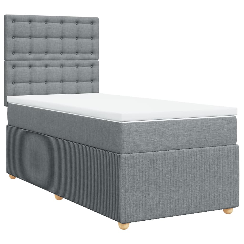 Boxspring met matras stof lichtgrijs 90x190 cm is nu te koop bij PeponiXL, paradijselijk wonen!