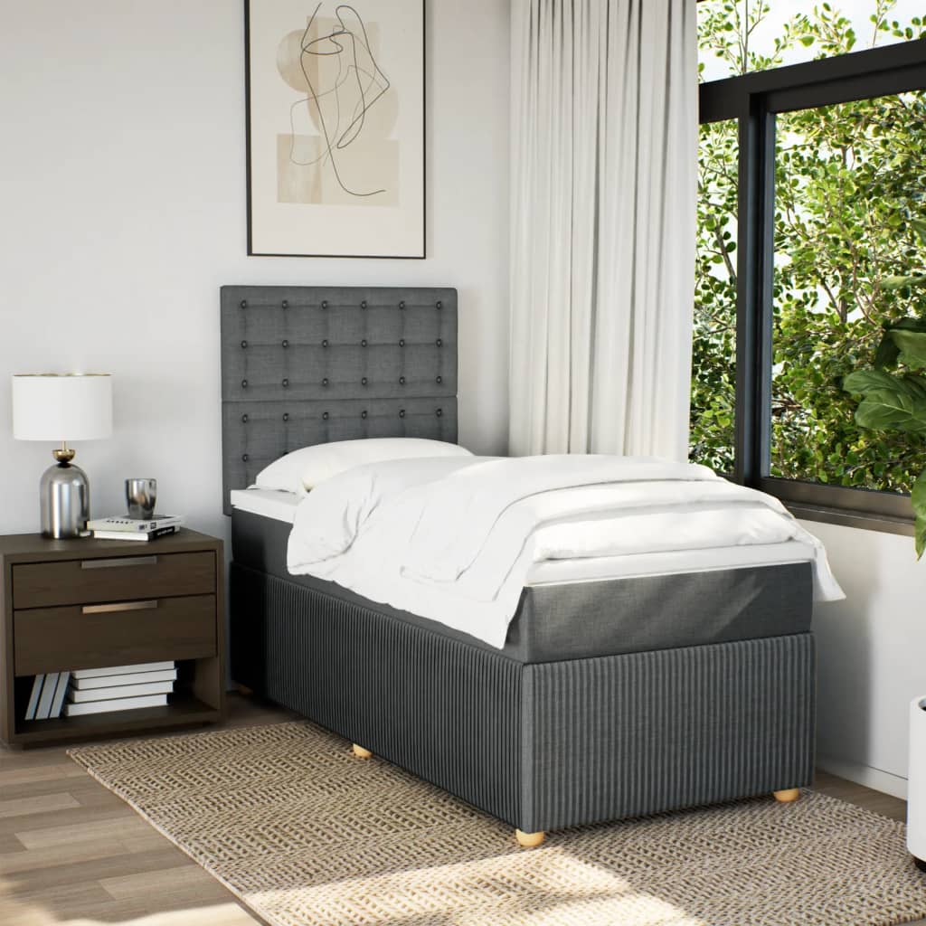 Boxspring met matras stof donkergrijs 90x190 cm is nu te koop bij PeponiXL, paradijselijk wonen!