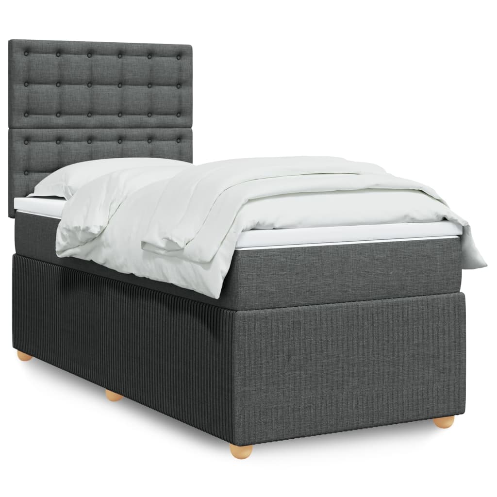 Boxspring met matras stof donkergrijs 90x190 cm is nu te koop bij PeponiXL, paradijselijk wonen!