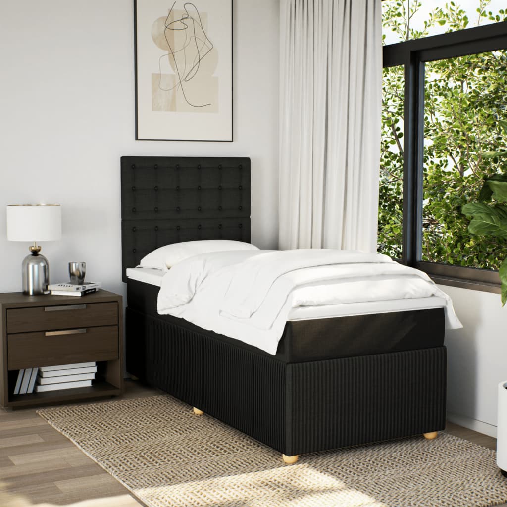 Boxspring met matras stof zwart 90x190 cm is nu te koop bij PeponiXL, paradijselijk wonen!