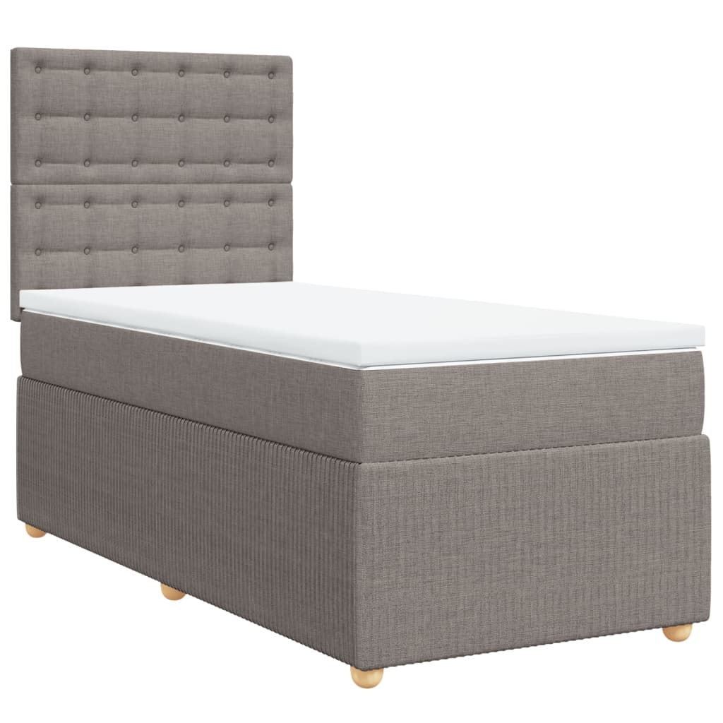 Boxspring met matras stof taupe 90x190 cm is nu te koop bij PeponiXL, paradijselijk wonen!