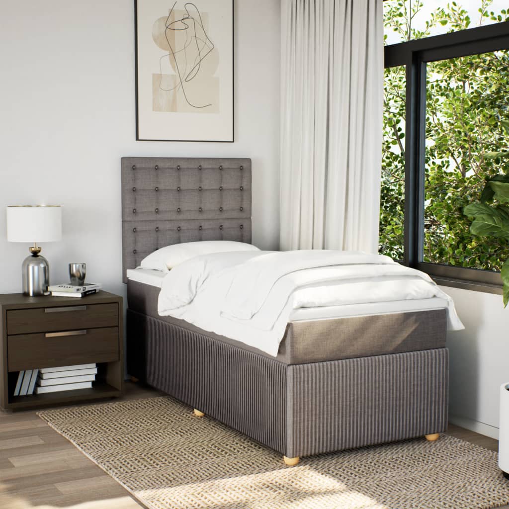 Boxspring met matras stof taupe 90x190 cm is nu te koop bij PeponiXL, paradijselijk wonen!