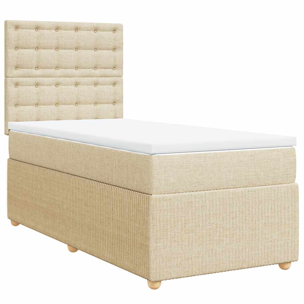 Boxspring met matras stof crèmekleurig 90x190 cm is nu te koop bij PeponiXL, paradijselijk wonen!