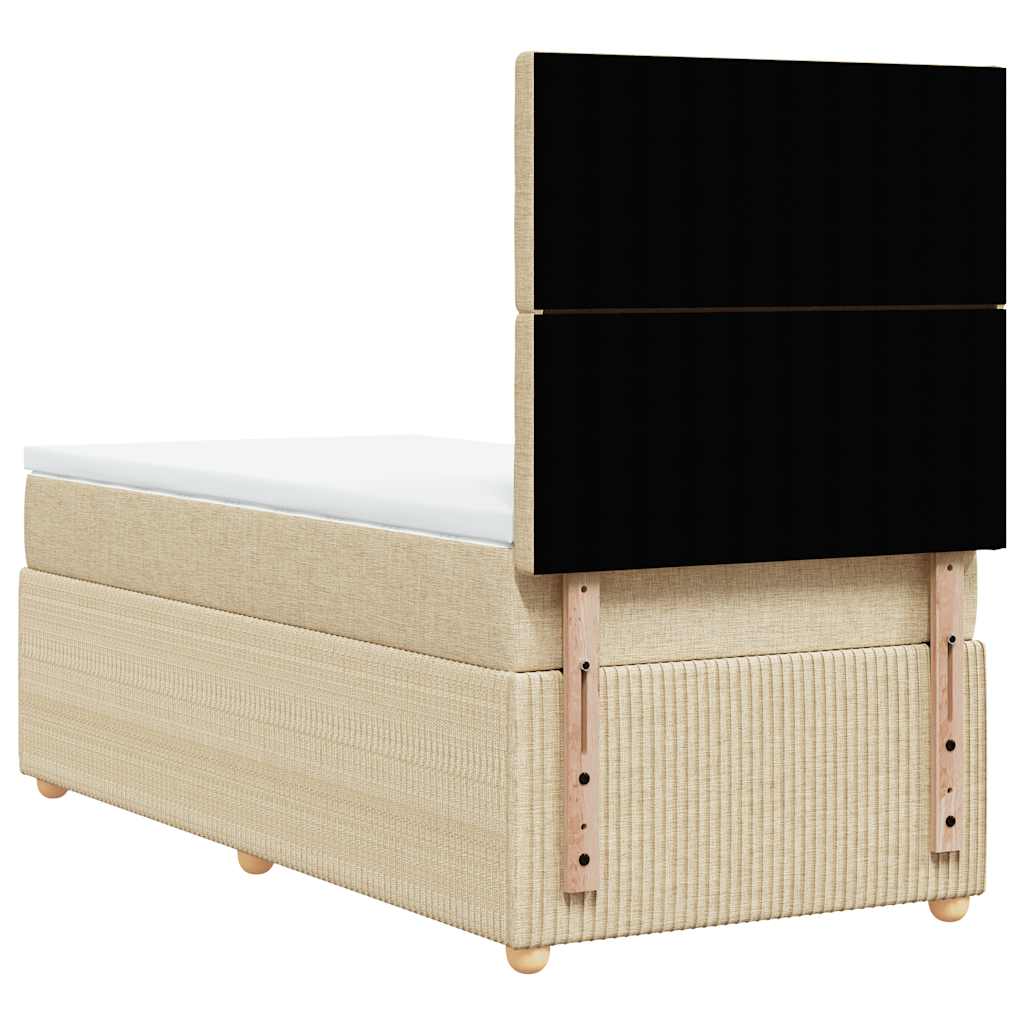Boxspring met matras stof crèmekleurig 90x190 cm is nu te koop bij PeponiXL, paradijselijk wonen!
