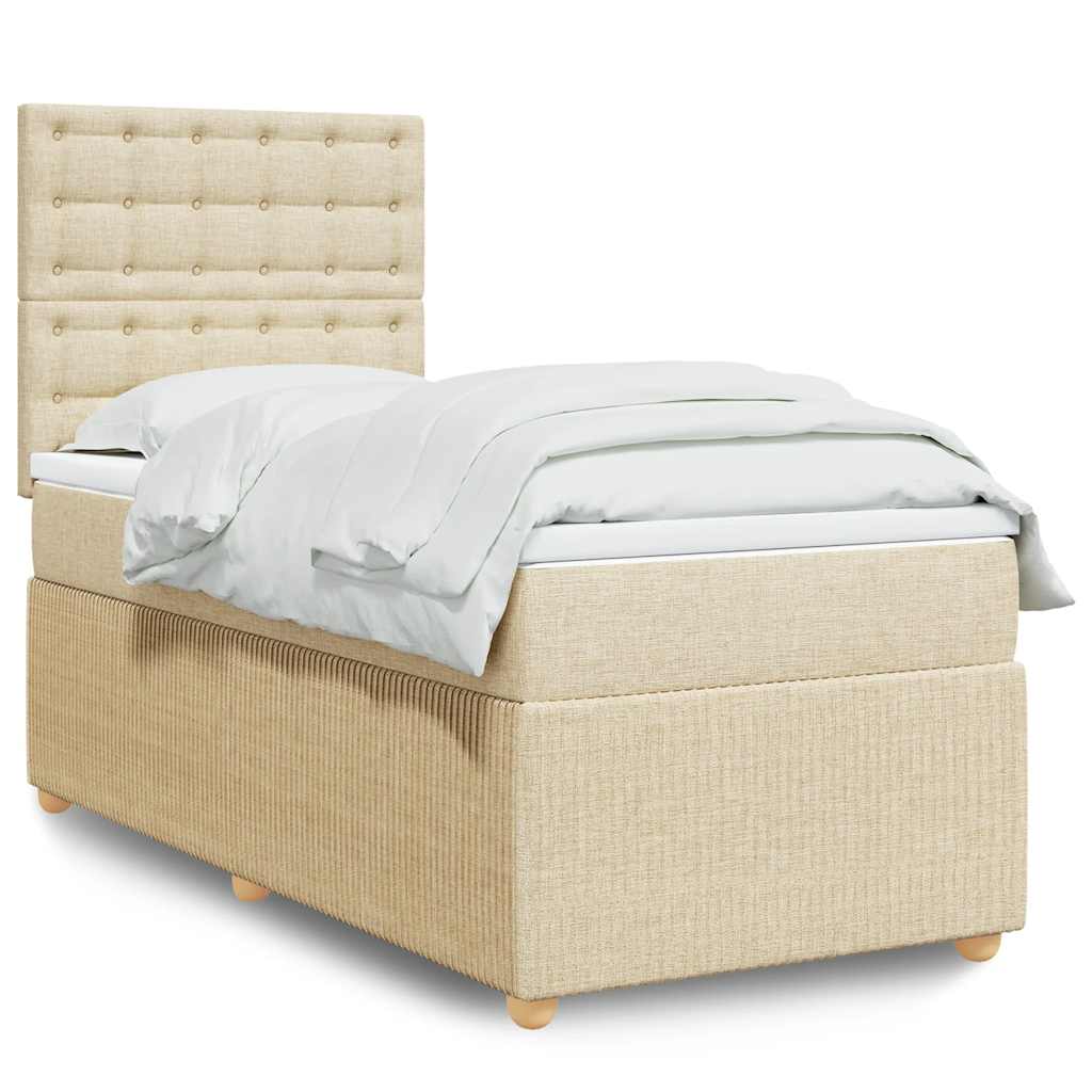 Boxspring met matras stof crèmekleurig 90x190 cm is nu te koop bij PeponiXL, paradijselijk wonen!