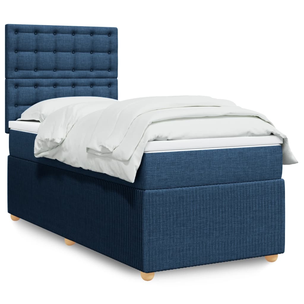 Boxspring met matras stof blauw 90x190 cm is nu te koop bij PeponiXL, paradijselijk wonen!