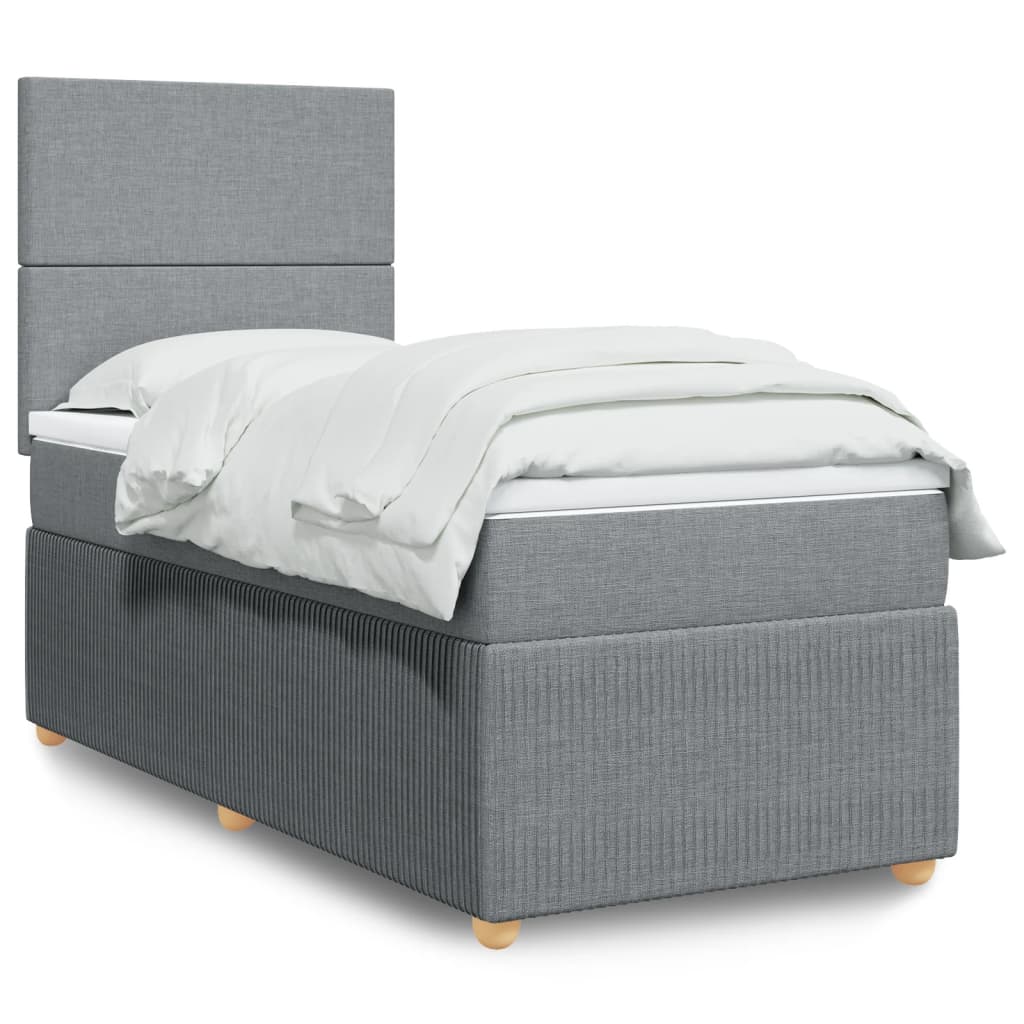 Boxspring met matras stof lichtgrijs 90x200 cm is nu te koop bij PeponiXL, paradijselijk wonen!