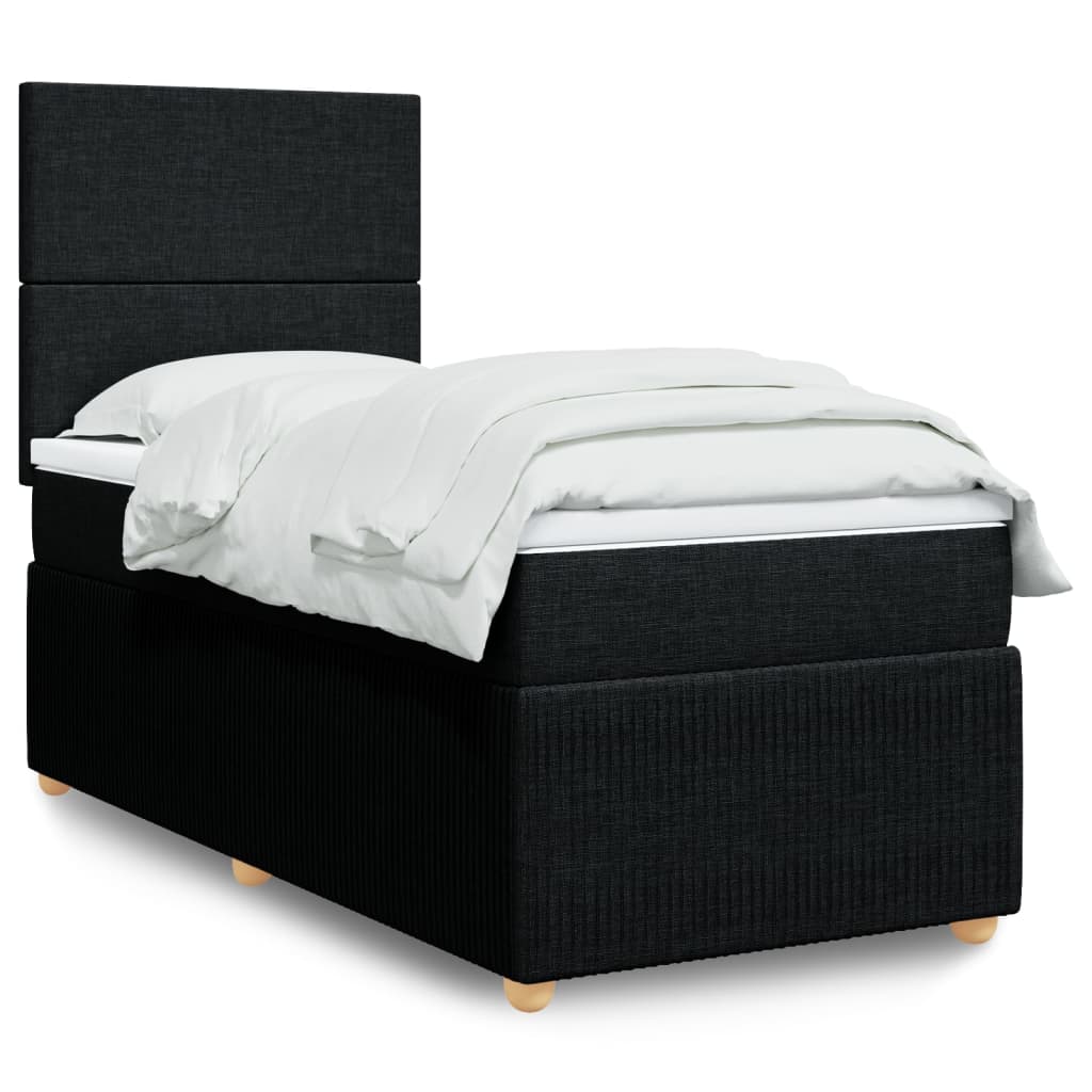 Boxspring met matras stof zwart 90x200 cm is nu te koop bij PeponiXL, paradijselijk wonen!