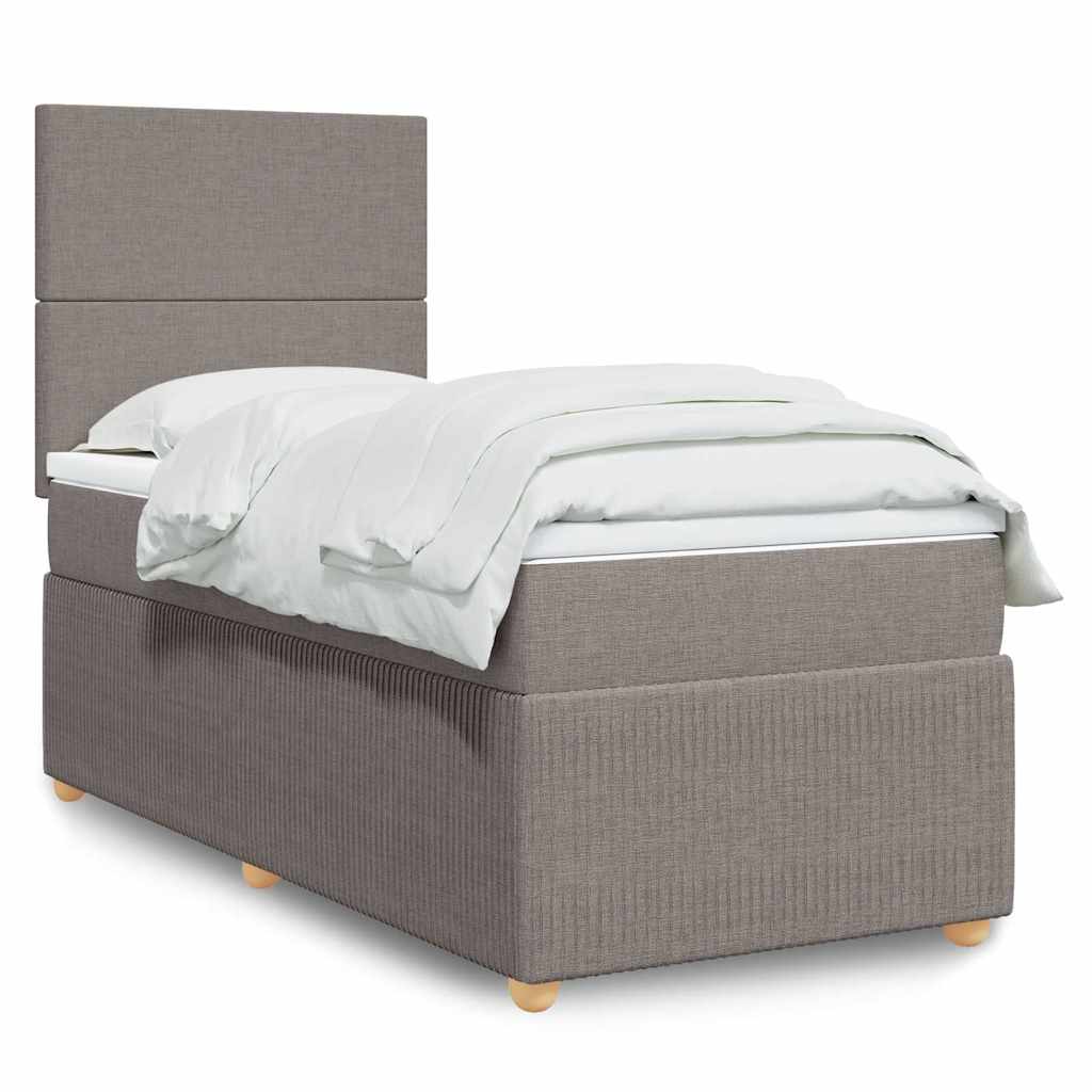 Boxspring met matras stof taupe 90x200 cm is nu te koop bij PeponiXL, paradijselijk wonen!