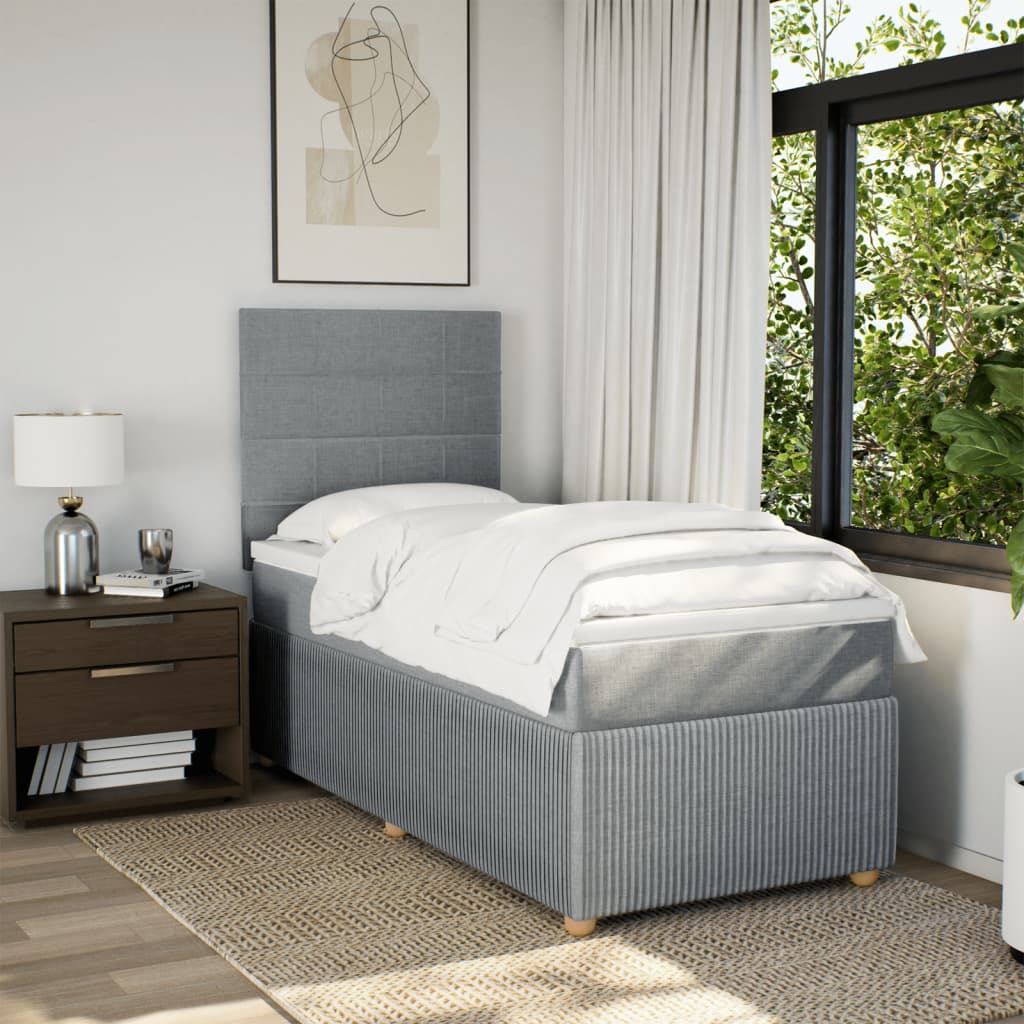 Boxspring met matras stof lichtgrijs 90x200 cm is nu te koop bij PeponiXL, paradijselijk wonen!
