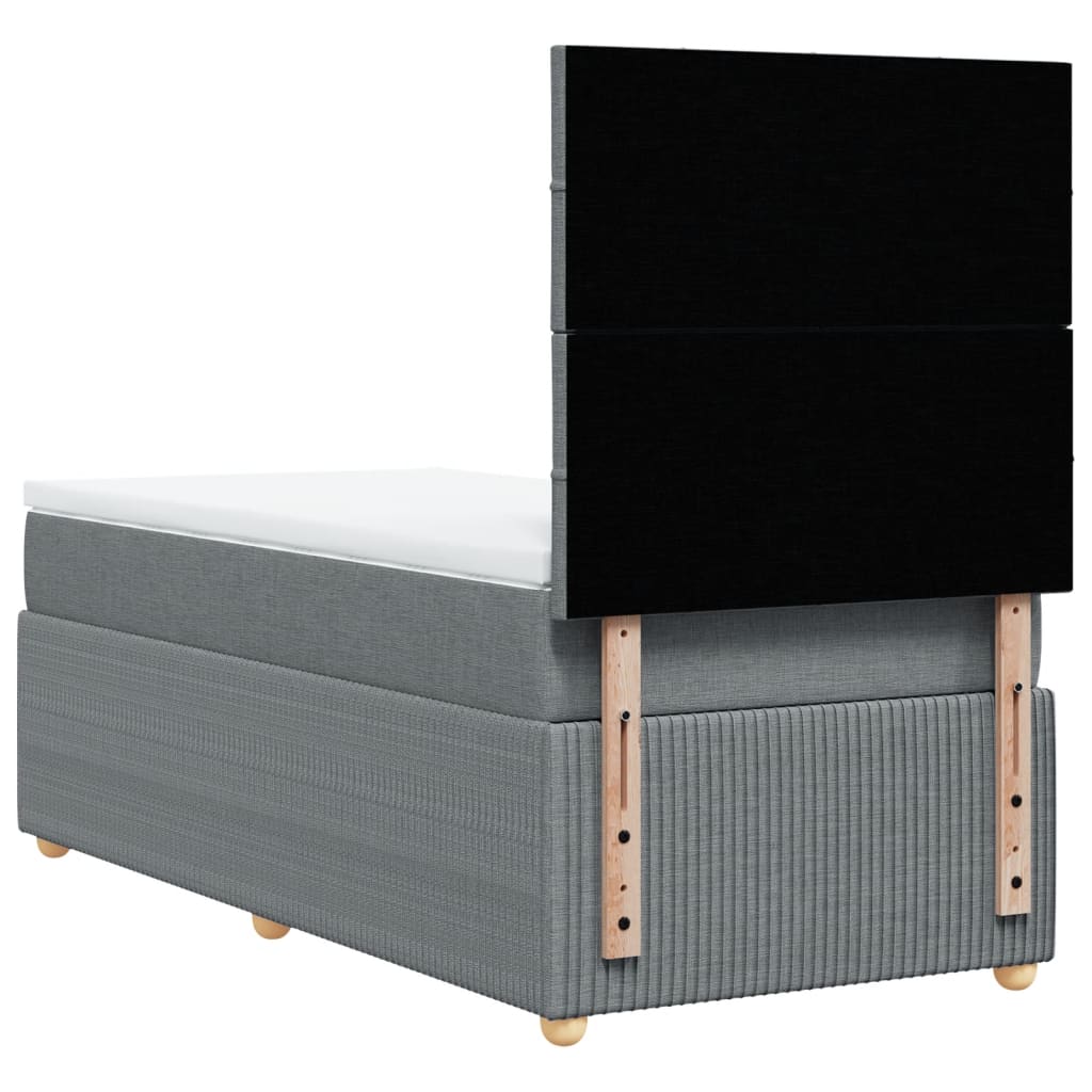 Boxspring met matras stof lichtgrijs 90x200 cm is nu te koop bij PeponiXL, paradijselijk wonen!